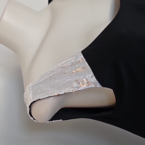 Dressbarn black sleeveless one shoulder stretchy dress-8 - Picture 2 of 9